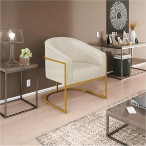 Kit 02 Poltronas Luiza Base de Ferro Dourado Linho - ADJ Decor