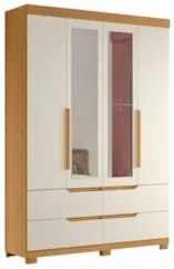 Guarda Roupa Solteiro 160cm com Espelho Doble Cinamomo/Off - Albatroz