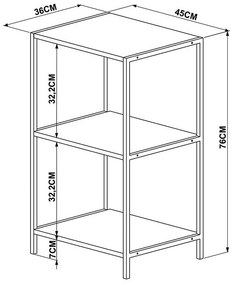 Estante Baixa Multifuncional 3 Prateleiras - Vermont Cobre
