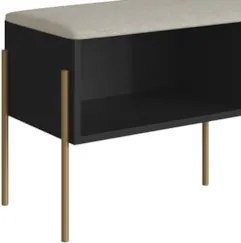 Banco Sapateira Estofada Para Quarto Pé Metal Arlo A10 Nero/Dourado -