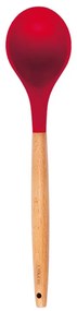 Colher de Silicone com Cabo de Madeira - Vermelho