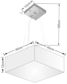 Lustre Pendente Quadrado Vivare Md-4194 Cúpula em Tecido 12/40x40cm - Bivolt