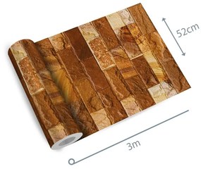 Papel de parede adesivo pedra lajota marrom e amarelo