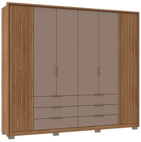 Guarda Roupa Essence Casal Ripado 6 Portas de Bater 6 Gavetas MDP Buriti/Fendi G11 - Gran Belo