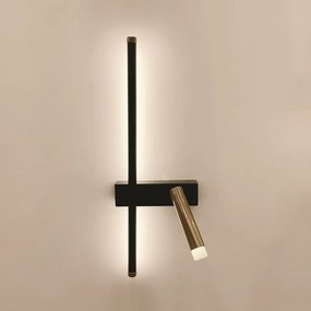 Arandela Let Direita 18X08X50,2Cm Led 18W - Usina 19776/500D (BT / DR-P - Branco Texturizado / Dourado Brilho Polído, 3000k)