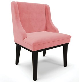 Poltrona Decorativa Base Fixa de Madeira Firenze Suede Rosê/Preto G19 - Gran Belo