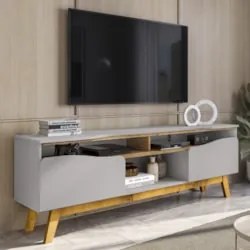 Rack Bancada Para TV 75 Pol 180cm Rita Off/Cinamomo B02     - Mpozenat