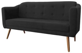 Namoradeira Bruna 1,60 m 3 Lugares Pés Palito Suede Preto
