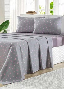 Jogo de Cama 150 Fios Cinza Queen 4 Peças