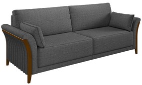 Sofá Decorativo 3 Lugares 222cm Market Linho Chumbo G45 - Gran Belo