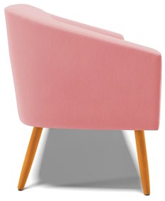 Namoradeira 02 Lugares Stella Suede Pés Palito Castanho - D'Rossi - Rose