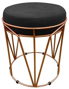 Puff Multiuso com Mesa Babu 2 em 1 Suede Base Cobre D'Rossi - Preto