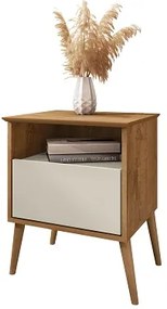 Mesa De Cabeceira Cancun Naturalle/Off White – Bechara Móveis