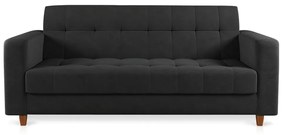 Sofá 03 Lugares Arezzo Suede Preto Pés Chanfrado Castanho - D'Rossi