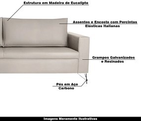 Sofá Decorativo 2 Lugares 210 CM Denmark Veludo Bege Com Pés Preto G62 - Gran Belo