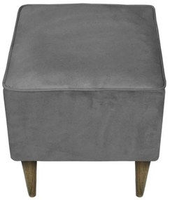 Puff Quadrado Milão Sigma em Suede com Pés Palito - Cinza