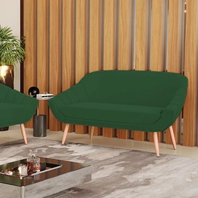 Namoradeira 02 Lugares Giovana Veludo Pés Palito Natural D03 - D'Rossi - Verde