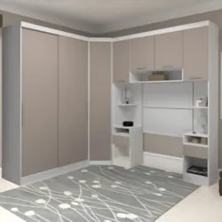 Guarda Roupa Solteiro Modulado CP08 Taiga Branco/Cinnamon L01 - Mpozen