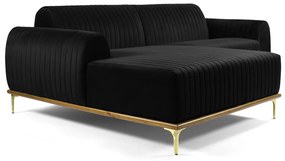 Sofá 3 Lugares Lisboa D07 com Chaise Esquerda 230cm Veludo Preto - D'Rossi