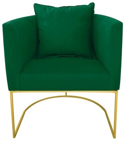 Poltrona Paola Suede Base Metálica Dourado D03 - D'Rossi Bege - Verde