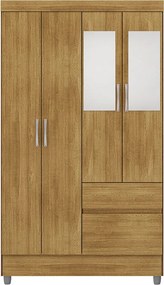Guarda Roupa Solteiro Abruzzo 4 Portas de Bater 2 com Espelhos 2 Gavetas Nature G98 - Gran Belo