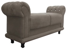 Recamier Barcelona Namoradeira Calçadeira Suede Marrom Rato com strass D'Rossi