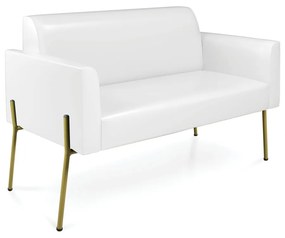 Sofá Namoradeira 2 Lugares Pé de Ferro Dourado Marisa Corano D03 - D'Rossi - Branco