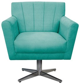 Poltrona Laura Base Giratória de Metal Suede Azul Tiffany - ADJ Decor