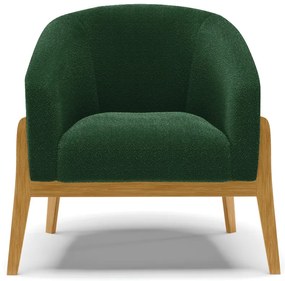 Poltrona Decorativa Base Madeira Stella PU Preto/Bouclê D03 - D'Rossi - Verde