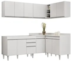 Armário de Cozinha Modulado de Canto 6 Peças CP28 Balcão sem Tampo Bra
