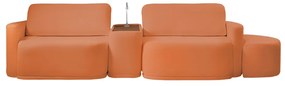 Sofá Sala Modulado 259cm com Puff Console USB Luminária Brumma Bouclê K01 - D'Rossi - Terracota