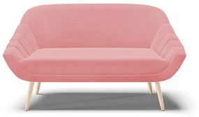 Kit 01 Namoradeira 02 Lugares e 01 Poltrona Giovana Suede Pés Palito Natural - D'Rossi - Rose