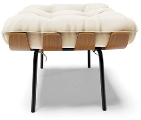 Puff Costela Suede Base Metálica Preto - D'Rossi - Bege