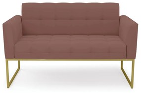 Sofá Namoradeira Elisa Veludo Base Metálica Industrial Dourado - D'Rossi - Rose