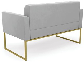 Sofá Namoradeira Elisa Suede Cinza Base Metálica Industrial Dourado - D'Rossi