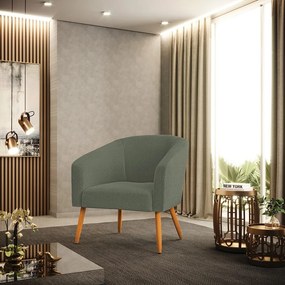Poltrona Decorativa Pé Palito Castanho Stella Bouclê D03 - D'Rossi - Verde Pistache