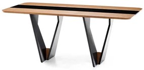 Mesa de Jantar Dinant Retangular Tampo MDF Amêndoa e Vidro e Base Preta 1,80X90 - 67631 Sun House
