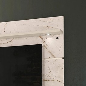 Painel TV 60 Pol 182cm Bancada Suspensa para Sala Quelen Calacata/Off White M20 - D'Rossi