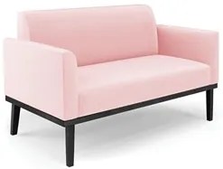Sofá Namoradeira Base Madeira Preto Maressa Suede Rosa Bebê - Ibiza