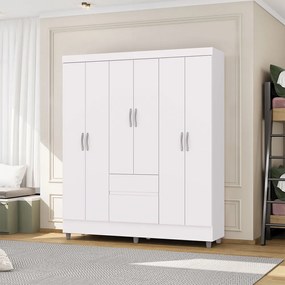 Guarda Roupa Casal Flex Abruzzo 6 Portas de Bater 2 Gavetas Branco/Terracota G98 - Gran Belo