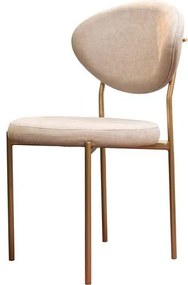 Cadeira Liora Sem Braço Linho Cinza Claro Base Aço Gold - 71340 Sun House