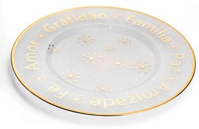 Kit 6 Sousplats de Plástico Desejos de Natal Transparente e Dourado com Estrelas 33 cm - D'Rossi