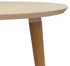 Mesa de Jantar Redonda Ivy 90 cm Off White Pés Retrô Castanho - D'Rossi