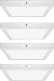 Kit 4 Plafons LED Sobrepor Quadrado Branco 24W Yamamura