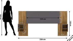 Cabeceira Casal Extensível Cama Box 236-176cm Cibely V01 - D'Rossi - Naturale e Alasca