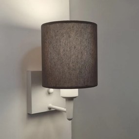Arandela Quadrada Md-2033 Branco Cúpula em Tecido Cilíndrica Cinza Escuro - Bivolt