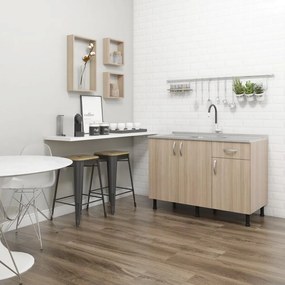 Balcão Viena Cozinha 120cm 3 Portas 1 Gaveta Marrom Montana
