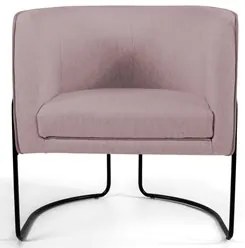 Poltrona Decorativa Base Aço Betina C-305 Veludo Rosê - Domi