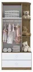 Guarda Roupa Infantil 2 Portas Com Cantoneira Labirinto Rústico/Branco
