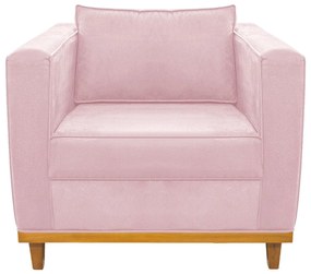Poltrona Decorativa Europa Suede Rosa Bebê ADJ Decor